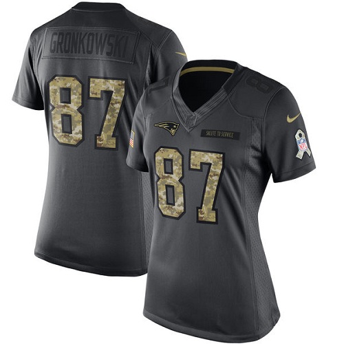 Women's Limited Rob Gronkowski Nike Jersey Black - #87 2016 Salute to Service NFL New England Patriots